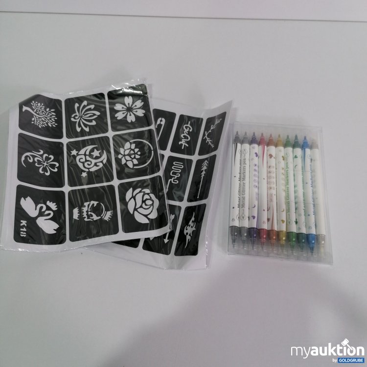 Artikel Nr. 782005: Metal Glitter Markers pen 10stk +Sticker 