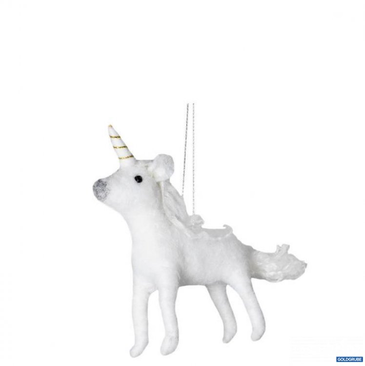 Artikel Nr. 381011: weicher, flauschiger Christbaumanhänger Einhorn mit weißer Mähne