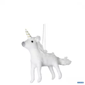 Artikel Nr. 381011: weicher, flauschiger Christbaumanhänger Einhorn mit weißer Mähne