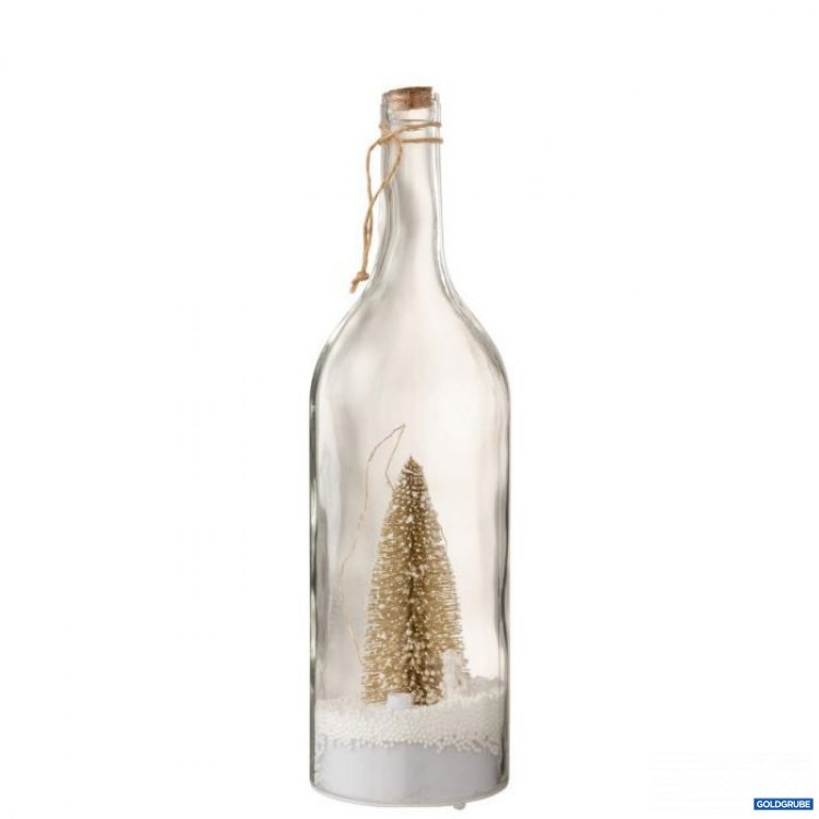 Artikel Nr. 381044: Deko-Flasche aus klarem Glas mit goldenem Weihnachtsbaum