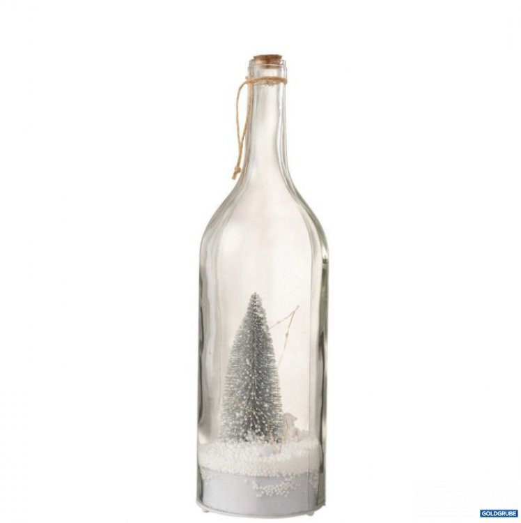 Artikel Nr. 381045: Deko-Flasche aus klarem Glas mit Weihnachtsbaum in silber