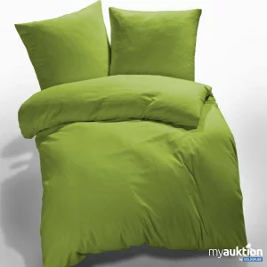 Auktion Soft-Seersucker Bettwäsche grün 2x70x90+200x200cm