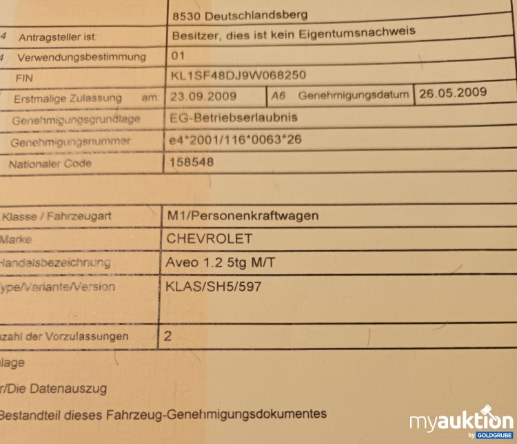 Artikel Nr. 390103: CHEVROLET Aveo 1,2  