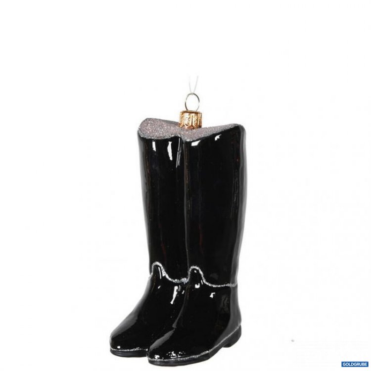 Artikel Nr. 381115: handgefertigter & handbemalter Weihnachtsanhänger schimmernde Reiterstiefel mit zartem Glitterstreifen