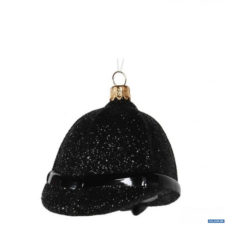 Artikel Nr. 381116: handgefertigter & handbemalter Weihnachtsanhänger schwarzer Reiterhelm mit Glitter