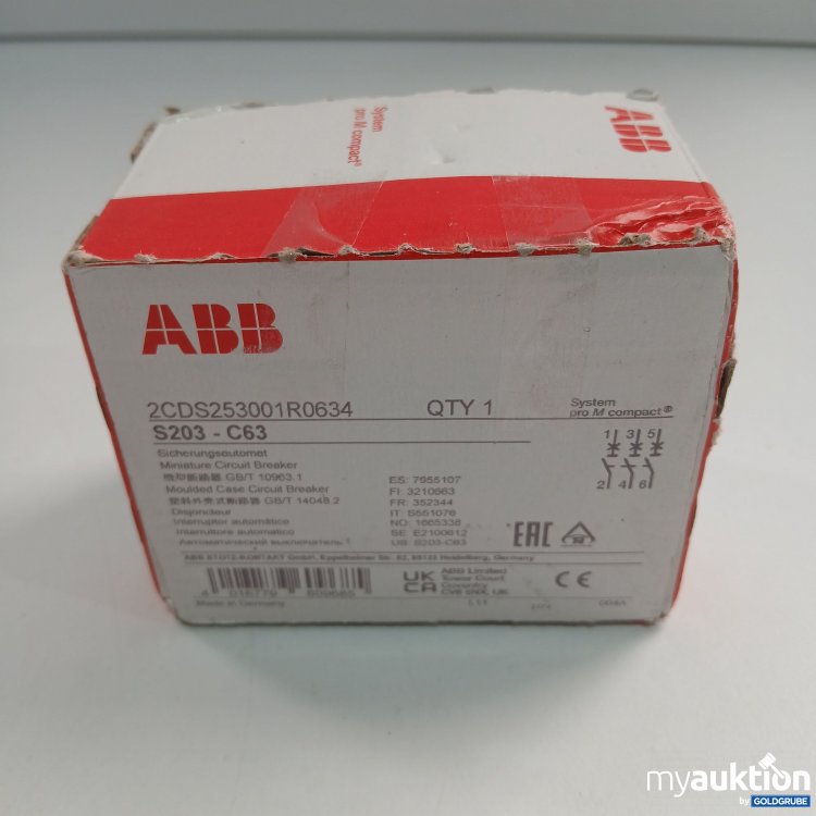 Artikel Nr. 520122: ABB 2CDS253001R0634 Sicherungsautomat S203-C63