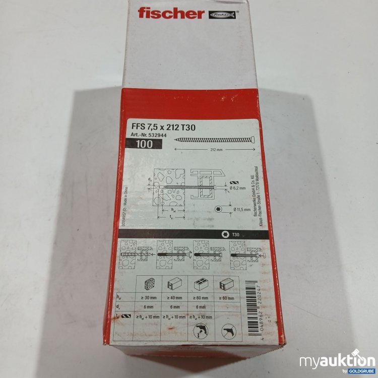 Artikel Nr. 395133: Fischer Fensterrahmenschraube FFS 7,5x212 T 30 100er Pack