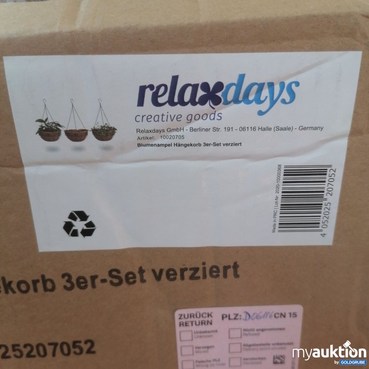 Artikel Nr. 764140: Relaxdays Blumenampel Hängekorb 3 Stück 