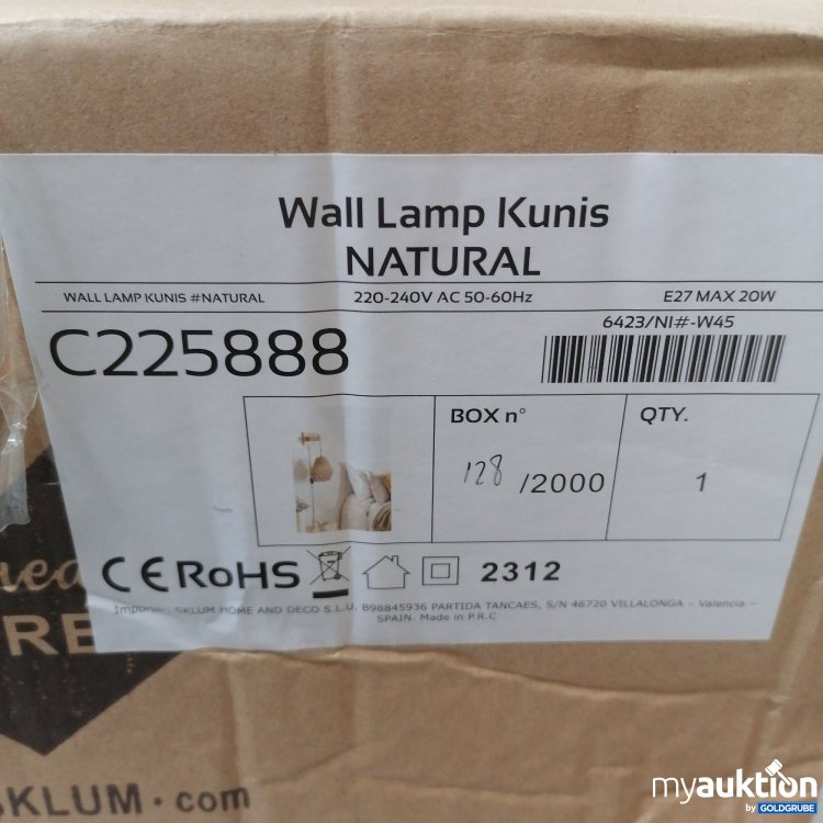 Artikel Nr. 761187: Sklum Wall Lamp Kunis 