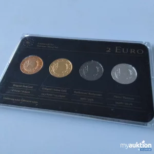 Artikel Nr. 396215: 2 Euro Edelmetall-Set Rot- & Gelbgold, Rhodium und Platin Auflagen