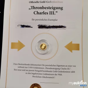 Artikel Nr. 779215: Gold Münze Thron Besteigung Charles III