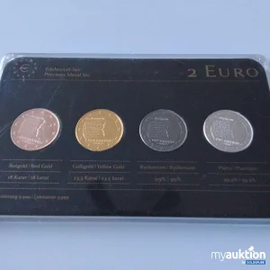 Artikel Nr. 396220: 2 Euro Edelmetall-Set Rot- & Gelbgold, Rhodium und Platin Auflagen