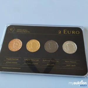 Artikel Nr. 396224: 2 Euro Edelmetall-Set Rot- & Gelbgold, Rhodium und Platin Auflagen