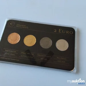 Artikel Nr. 396226: 2 Euro Edelmetall-Set Rot- & Gelbgold, Rhodium und Platin Auflagen