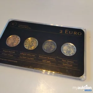 Artikel Nr. 396229: 2 Euro Edelmetall-Set Rot- & Gelbgold, Rhodium und Platin Auflagen