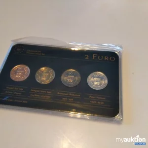 Artikel Nr. 396232: 2 Euro Edelmetall-Set Rot- & Gelbgold, Rhodium und Platin Auflagen