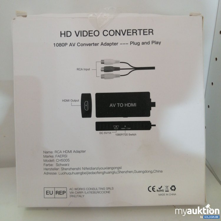 Artikel Nr. 759265: HD Video Converter 1080P AV zu HDMI