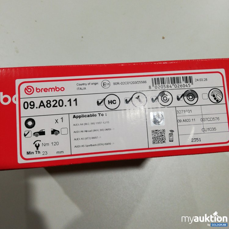 Artikel Nr. 755305: Brembo Bremsscheiben 09. A820. 11