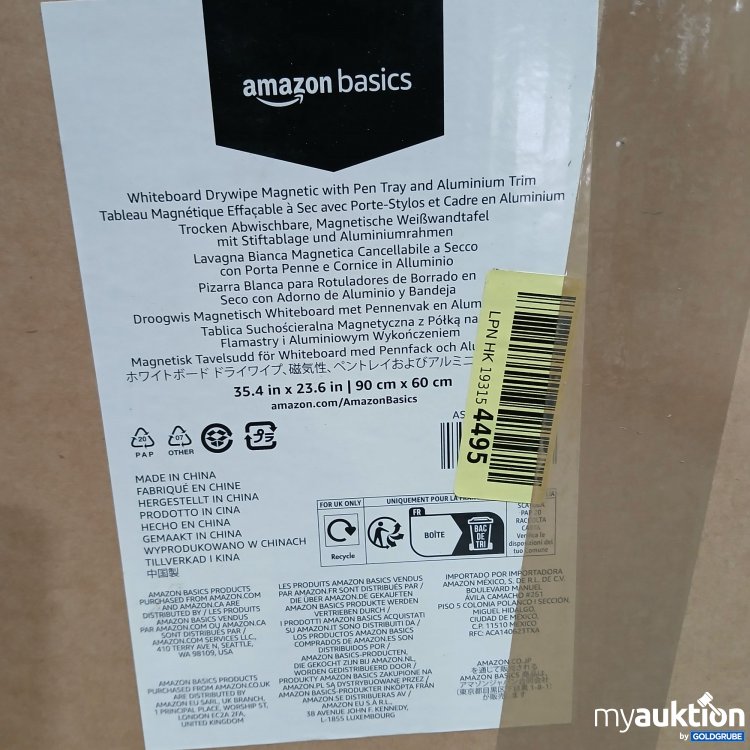 Artikel Nr. 520320: Amazonbasics Magnetische Weißwandtafel 90x60cm 