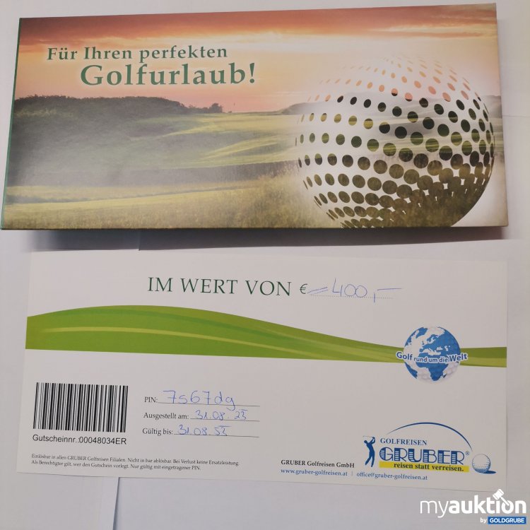 Artikel Nr. 759393: Golf Reisen Gruber Gutschein Wert € 400,00