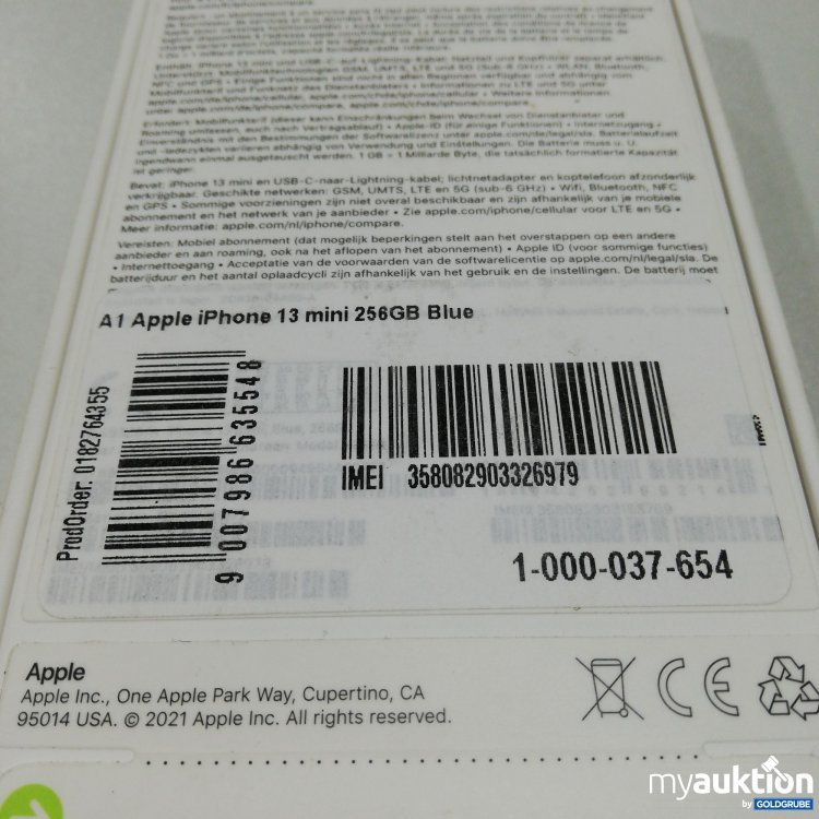 Artikel Nr. 769422: Apple IPhone 13 Mini Blue 256GB