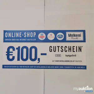 Auktion Online Shop Beglandmilch Molkerei Gutschein Wert 100,-