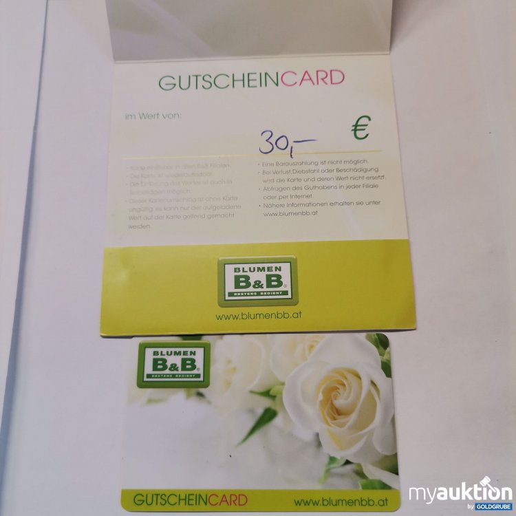 Artikel Nr. 759436: Blumen B&B Gutschein Wert 30,-