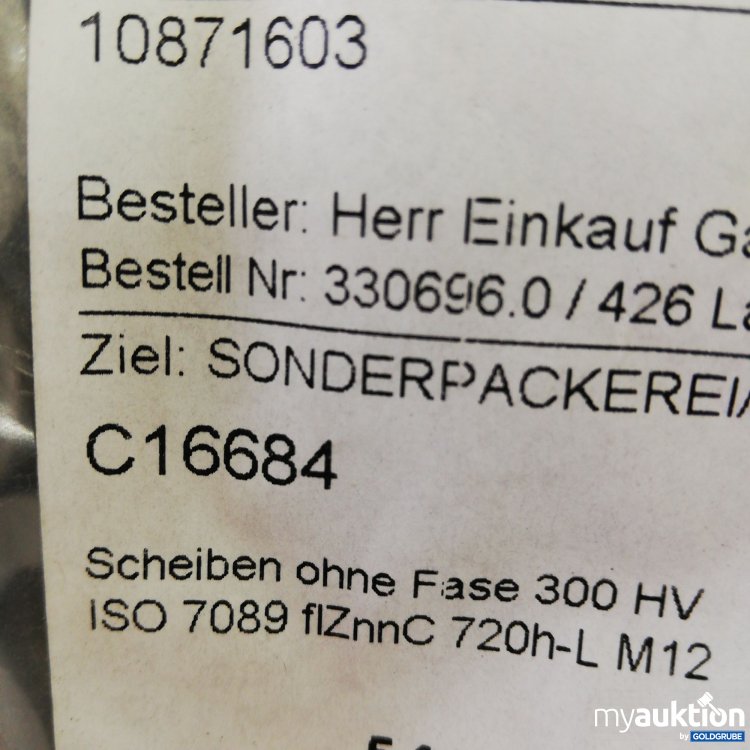 Artikel Nr. 380460: Scheiben ohne Faser 300 HV M12