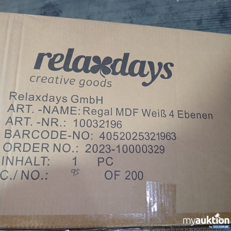 Artikel Nr. 800465: Relaxdays Regal MDF Weiß 4 Ebenen  10032196 