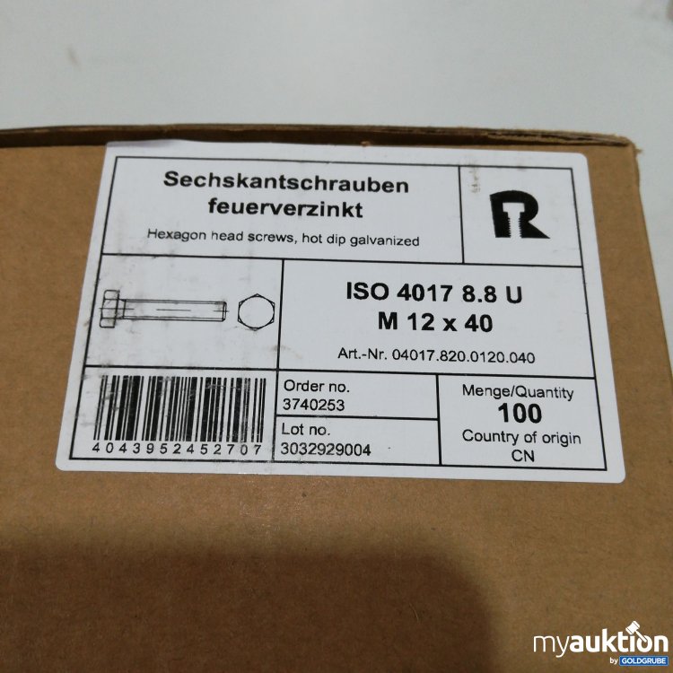 Artikel Nr. 380466: Sechskantschrauben feuerverzinkt M12x40