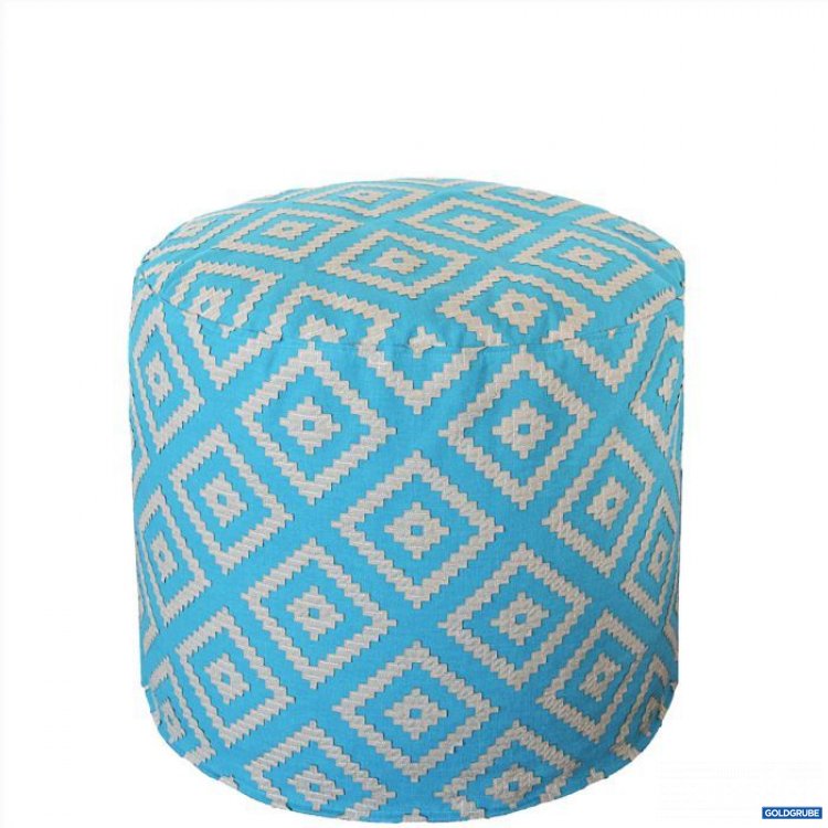 Artikel Nr. 381503: türkiser Pouf mit appliziertem geometrischen Muster