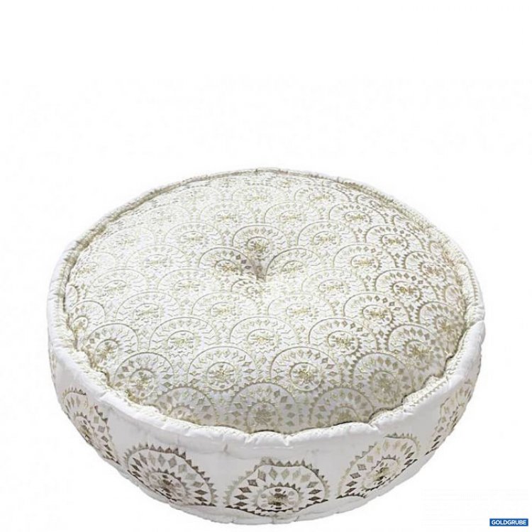 Artikel Nr. 381512: Pouf mit orientalischem Muster und Metallic-Look, weiß/gold