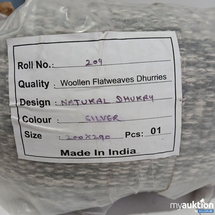 Artikel Nr. 437512: Woollen Flatweaves Dhurries Teppich Natural Dhurry Silver 200x290