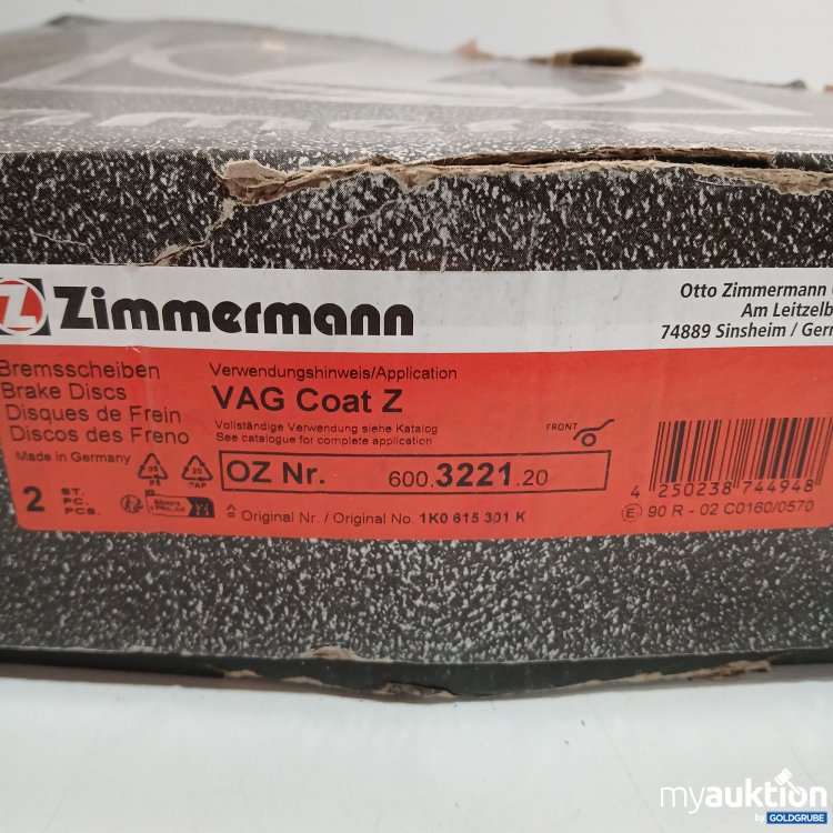 Artikel Nr. 798551: Zimmermann Bremsscheiben VAG Coat Z 2 Stück 