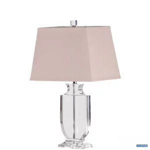 Auktion Tischlampe mit urnenförmigem Lampenfuß aus klarem Kristallglas Lampenschirm creme