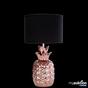 Auktion kleine Tischlampe mit schimmerndem Ananas Fuß aus Keramik, kupfer & schwarz