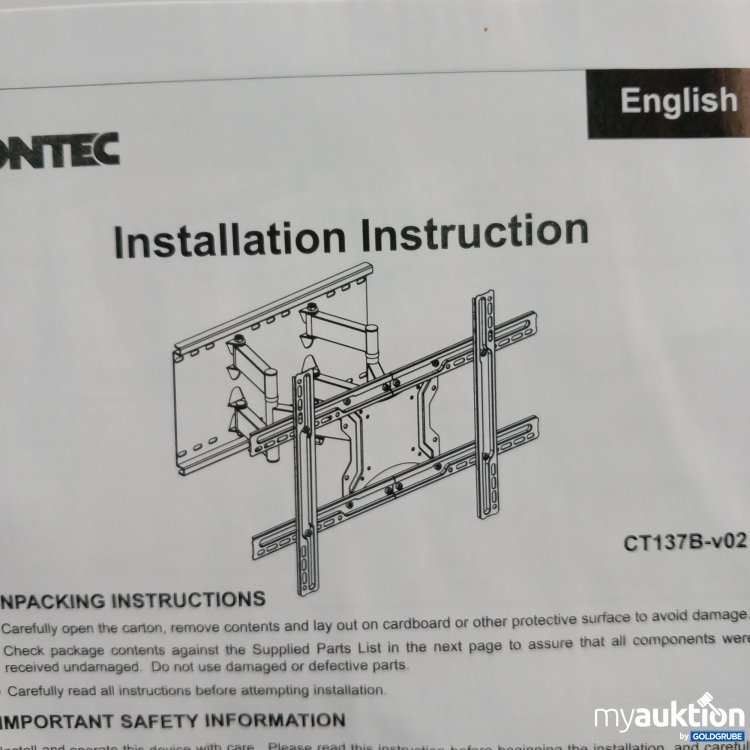 Artikel Nr. 781588: Bontec Wall Motion TV Wall Mount CT137B-v02