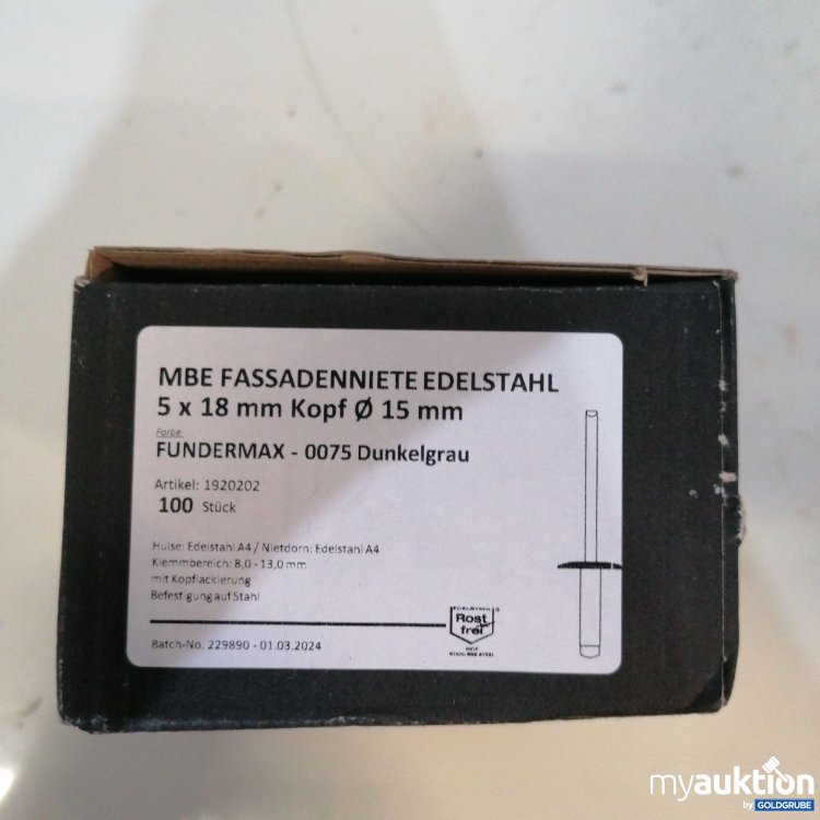 Artikel Nr. 772591: Mbe Fassedenniete Edelstahl 5x18mm Kopf 15mm