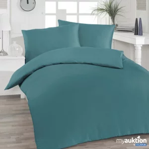 Auktion Soft-Satin Bettwäsche petrol 2x70x90+ 200x200 cm