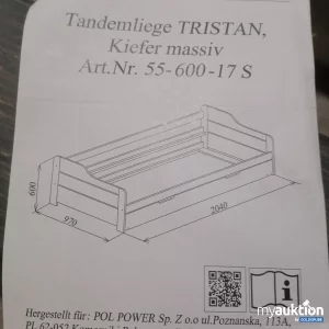 Auktion Tandemliege Tristan Kiefer massiv 