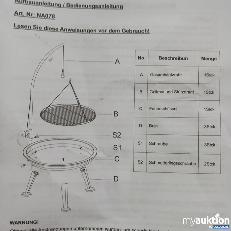 Artikel Nr. 781647: Nativ Garten Schwenkgrill mit Feuerschale NA078