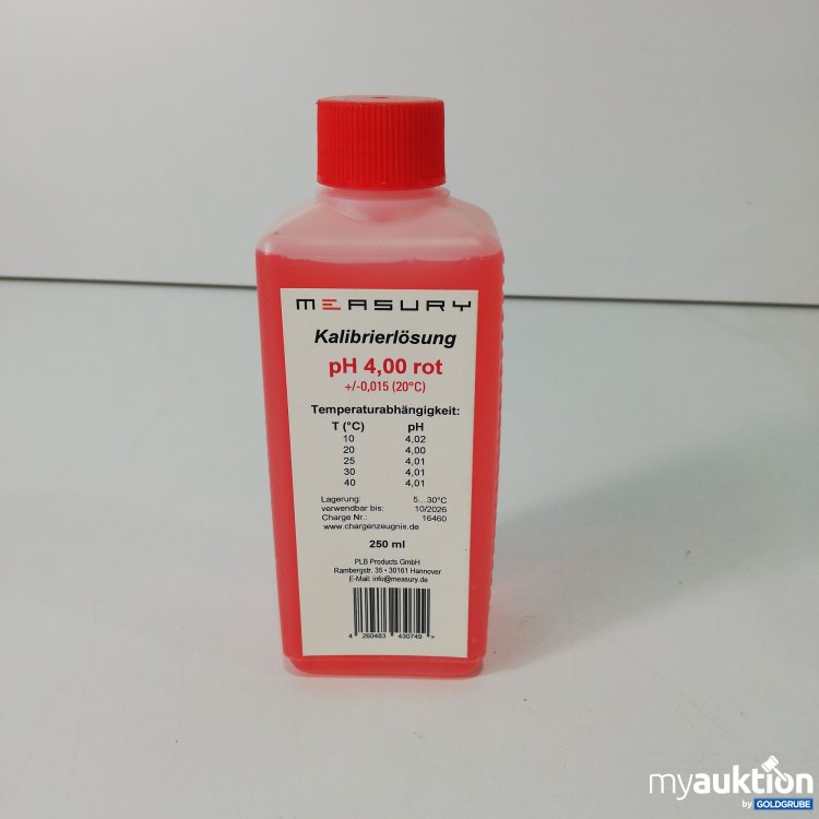 Artikel Nr. 785650: Measury Kalibrierlösung pH 4,00 Rot 250ml 