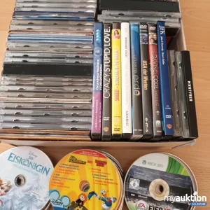 Auktion Karton gemischt mit Dvds, CDs und Lose Cds/DVDs 