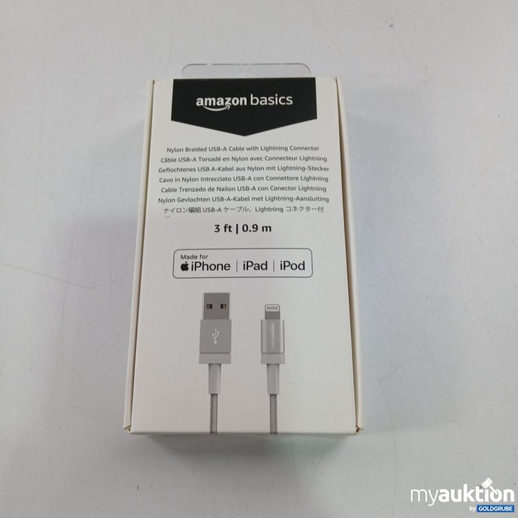 Artikel Nr. 803669: Amazon Basics Geflochtenes USB A-Kabel aus Nylon mit Lightning Stecker 0.9m 