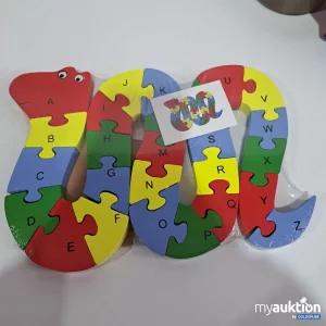 Auktion Echtholz Tierpuzzle Schlange mit Alphabet & Zahlen 