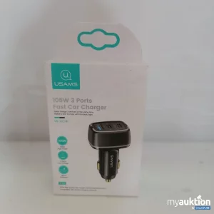 Auktion Usams 105W 3 Ports Fast Car Charger 