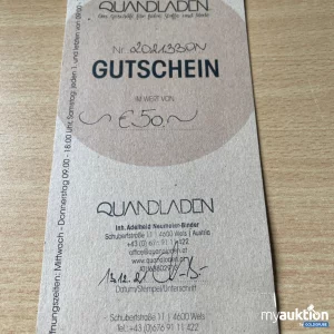 Auktion Gutschein Quandladen 50€