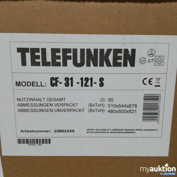 Artikel Nr. 764745: Telefunken CF 31 121 S Vollraumkühlschrank