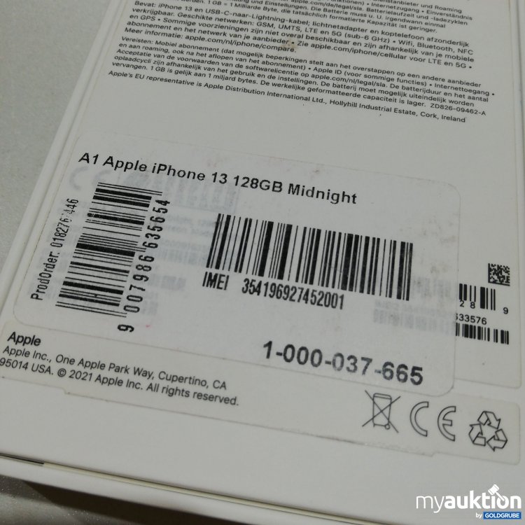 Artikel Nr. 759806: Apple IPhone 13 128GB Midnight 