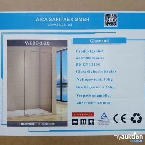 Artikel Nr. 800812: Aica Sanitär Glaswand 600x2000mm W60E-1-20